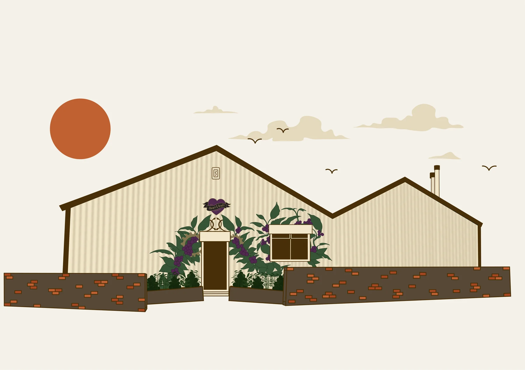 Illustration of Heart & Graft, the working Manchester roastery that is home to Northern Coffee School